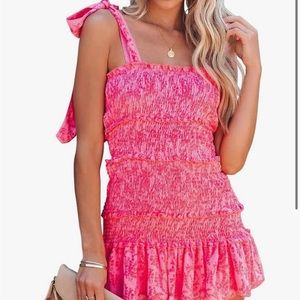 Hot Pink Floral Dress
